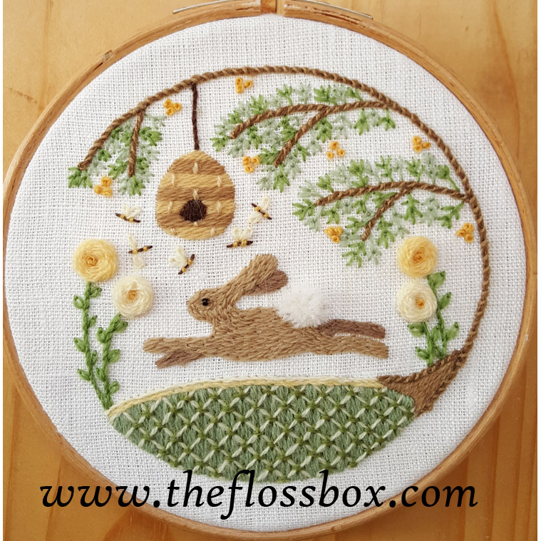 Summer Hare Crewel Embroidery Kit - The Floss Box
